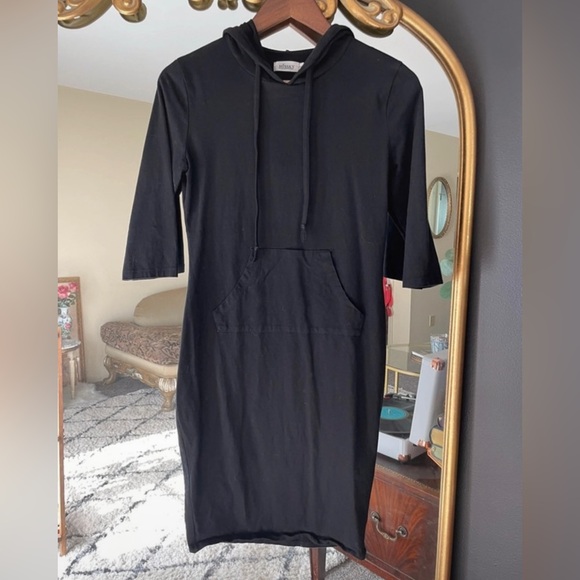 Tops - Missky Black Hoodie Pullover Shirt Dress